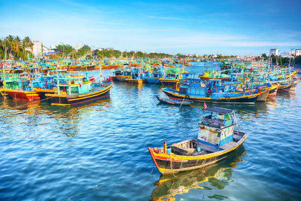 fishing boats at phan thiet, vietnam